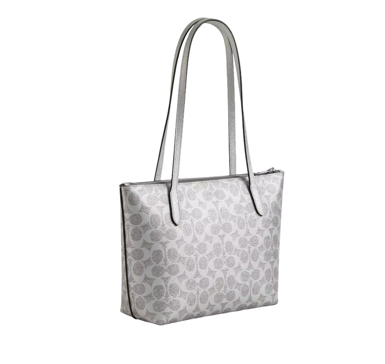 Coach Women's Fiona Zip Tote Bag In Signature Canvas Silver/Gray