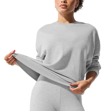 alo Women's Chill Crew Neck Pullover Athletic Heather Grey