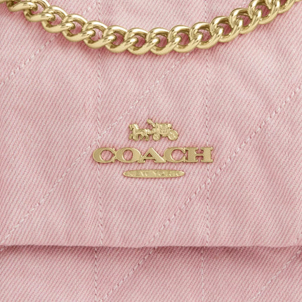 Coach Women's Elodie Crossbody Bag In Loved Denim With Quilting Gold/Light Pink