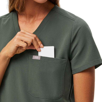 FIGS Women's Catarina One Pocket Scrub Top Moss