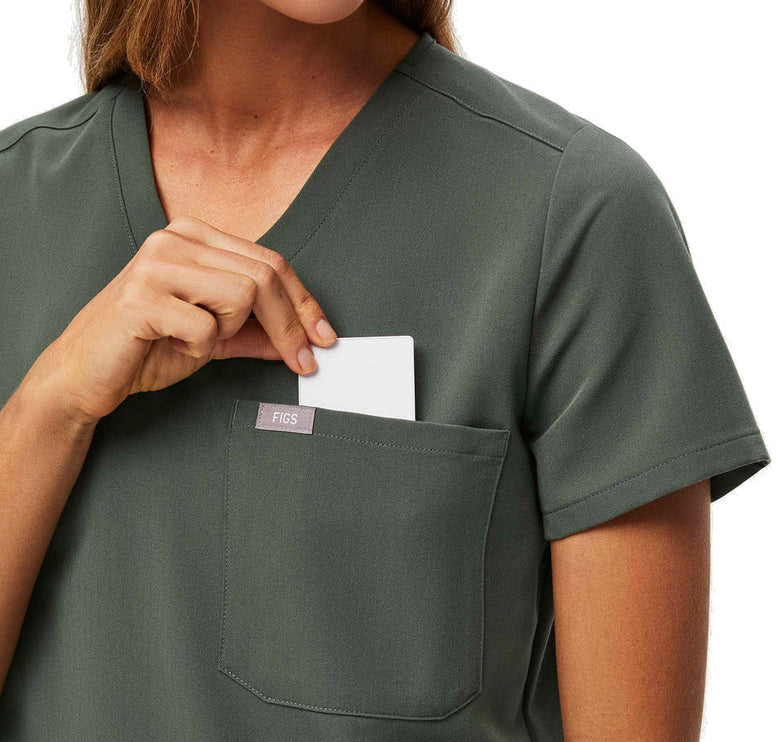 FIGS Women's Catarina One Pocket Scrub Top Moss