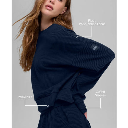 alo Women's Muse Crew Neck Pullover Navy