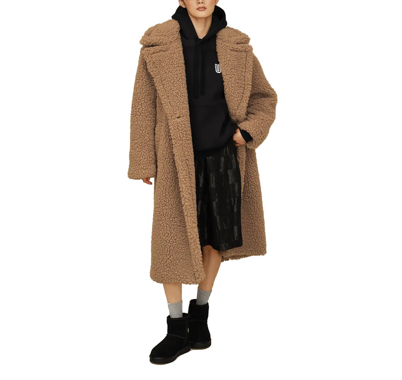 UGG Women's Gertrude Long Teddy Coat II Sand