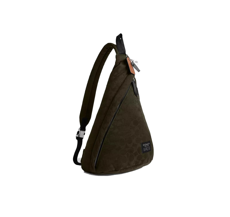 Coach Unisex Lachlan Sling In Signature Nylon Dark Moss