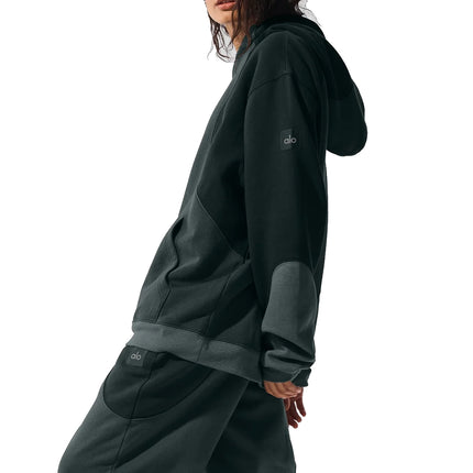 alo Women's Make Waves Hoodie Charcoal Green Tonal