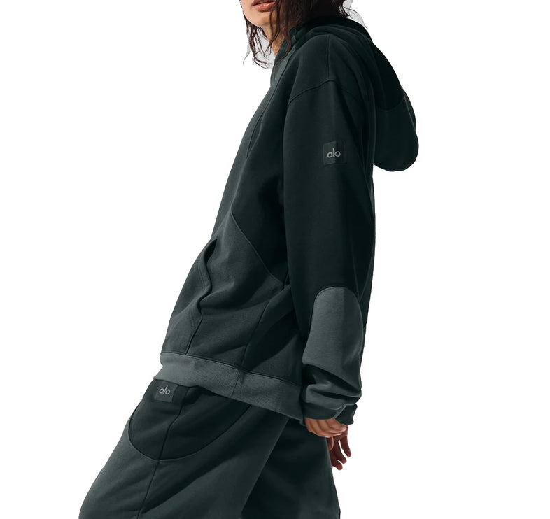 alo Women's Make Waves Hoodie Charcoal Green Tonal