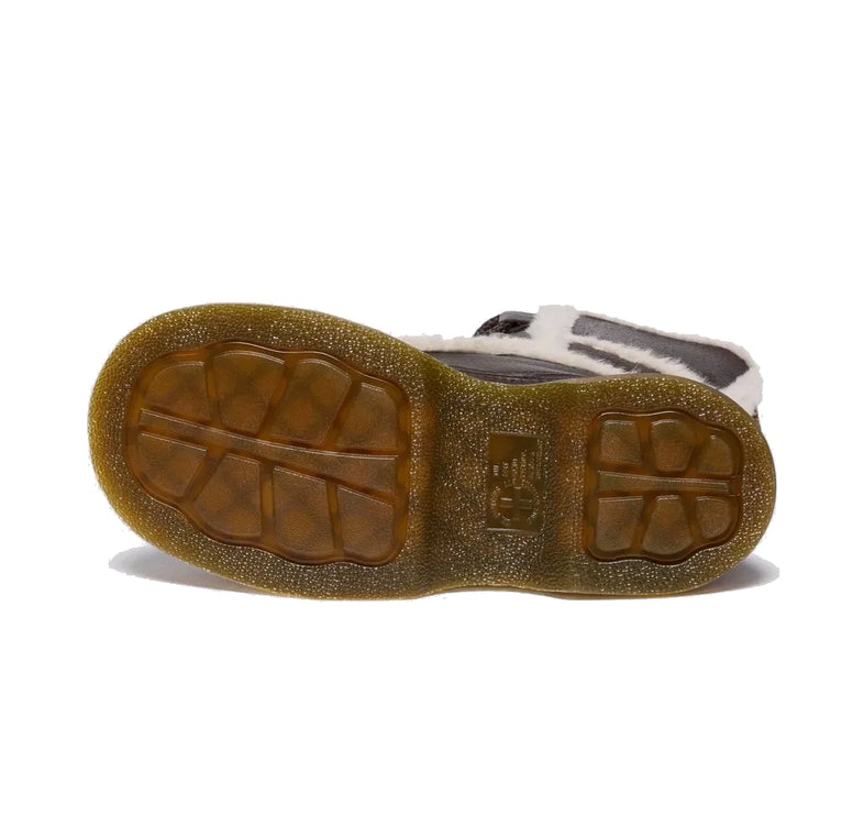 Dr. Martens Women's Buzz Lace Up Faux Fur Lined Grizzly Leather Boots Dark Brown