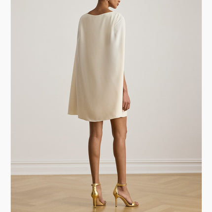 Polo Ralph Lauren Women's Cape Georgette Cocktail Dress Mascarpone Cream