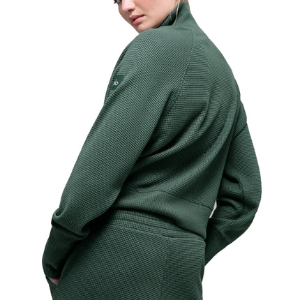 alo Women's Waffle Weekend Escape Mock Neck Long Sleeve Clover Green