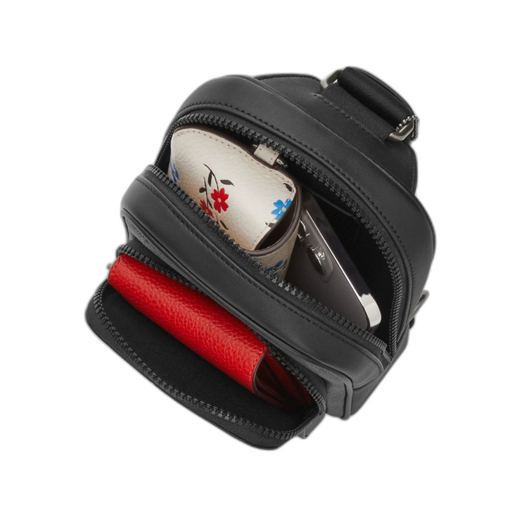 Coach Unisex Racer Sling Pack In Signature Canvas Gunmetal/Charcoal/Black