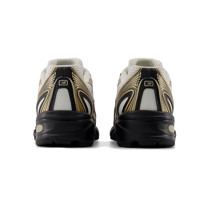 New Balance Grade School 740 Sea Salt with Black and Gold Metallic GR740GM