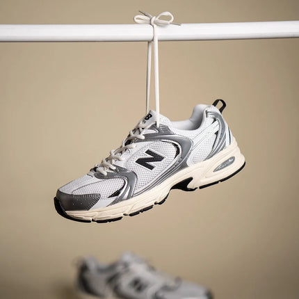 New Balance 530 Silver Metallic with Black Cement U530ESA