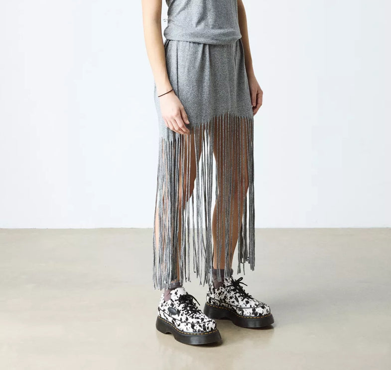 Dr. Martens Women's Buzz 5 Eye Dalmatian Hair On Leather Shoes Cream/Black