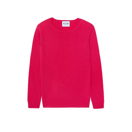 KUJTEN Women's Charly Round Neck Cashmere Sweater Fushia Pink