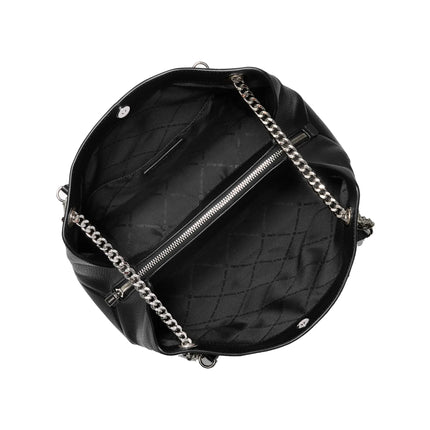 Michael Kors Women's Christina Medium Pebbled Leather Messenger Bag Silver/Black