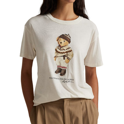Polo Ralph Lauren Women's Polo Bear Cotton Jersey Tee Warm White