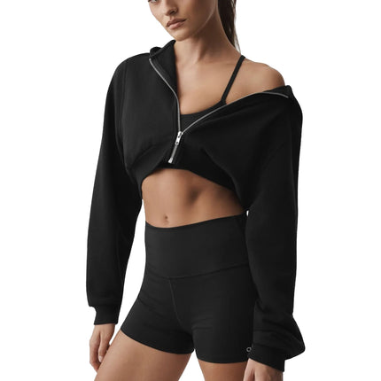 alo Women's Sweet Escape Zip Up Hoodie Black