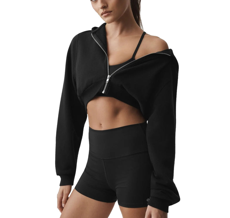 alo Women's Sweet Escape Zip Up Hoodie Black
