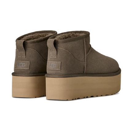 UGG Classic Ultra Mini Platform kadın botu, koyu yeşil (dried oregano) süet