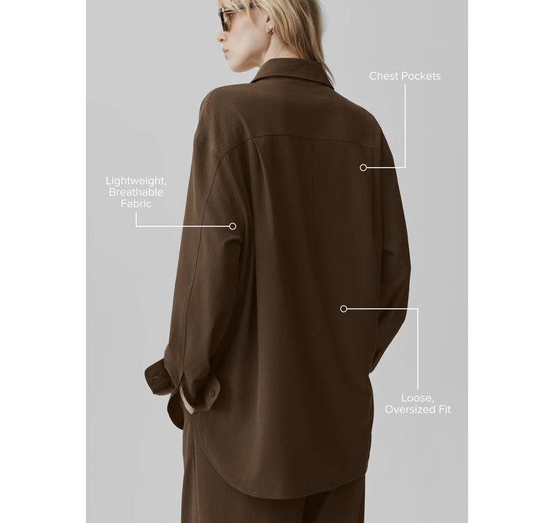 alo Women's Dreamscape Button Down Long Sleeve Espresso
