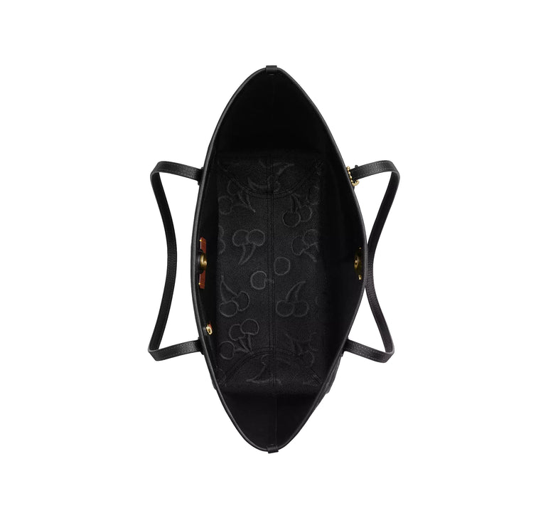 Coach Women's City Tote Bag With Cherry Print Gold/Black Multi