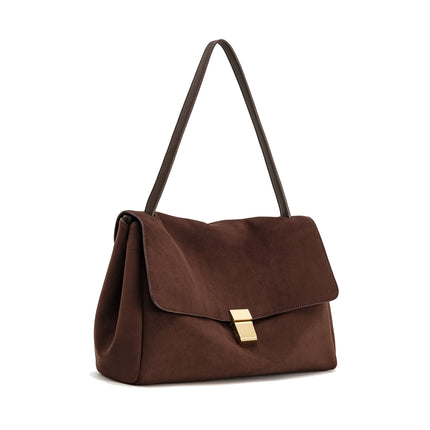 JW PEI Women's Hilary Faux Suede Shoulder Bag Dark Brown