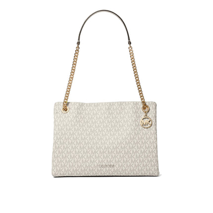 Michael Kors Women's Christina Medium Signature Logo Messenger Bag Light Cream Multi