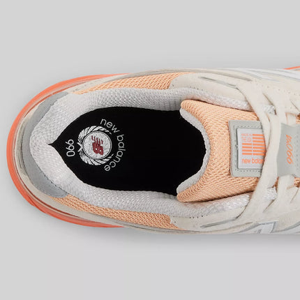New Balance Made in USA 990v4 Moonbeam with Tangerine Heat and Dried Orange U990MO4