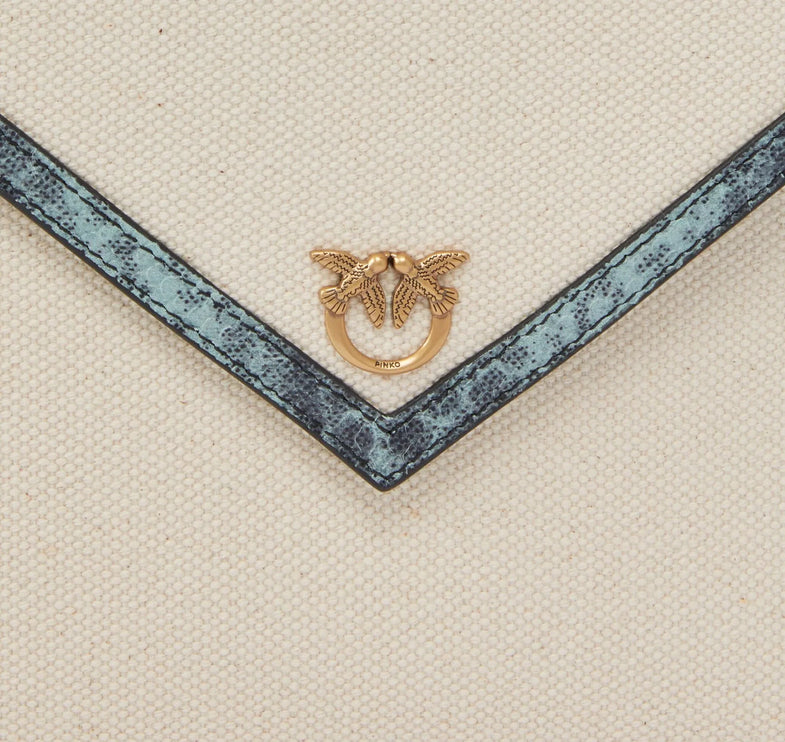 Pinko Women's Canvas Handbag With Printed Leather Trim Multi