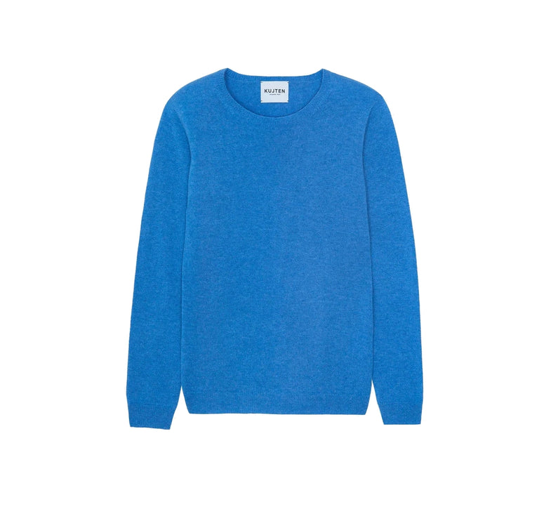 KUJTEN Women's Charly Round Neck Cashmere Sweater Blue
