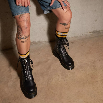 Dr. Martens Unisex Sinclair Hi Milled Nappa Leather Platform Boots Black