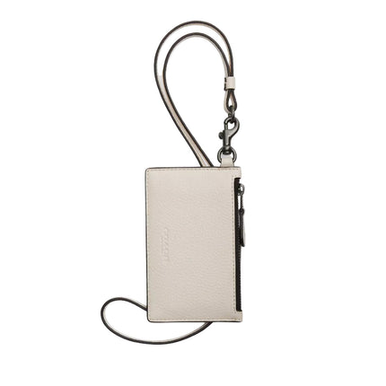 Coach Women's Zip Lanyard Card Case Gunmetal/Chalk