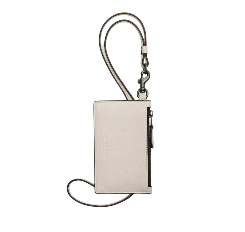 Coach Women's Zip Lanyard Card Case Gunmetal/Chalk