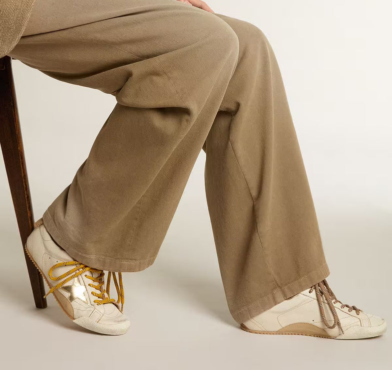 Golden Goose Women's True Star in White Nappa Leather with Gold Star and Beige
