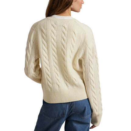 Polo Ralph Lauren Women's Cable-Knit Wool-Cashmere Cardigan Authentic Cream