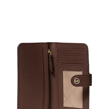 Michael Kors Women's Jet Set Travel Medium Pebbled Leather Billfold Wallet Nutmeg