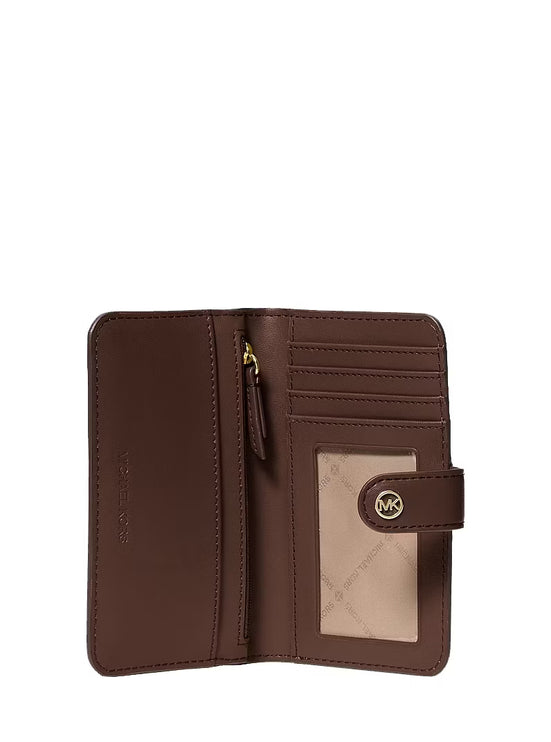 Michael Kors Women's Jet Set Travel Medium Pebbled Leather Billfold Wallet Nutmeg