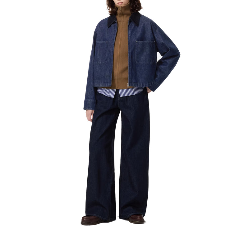 Uniqlo Unisex Zip Up Short Jacket | Denim 69 Navy
