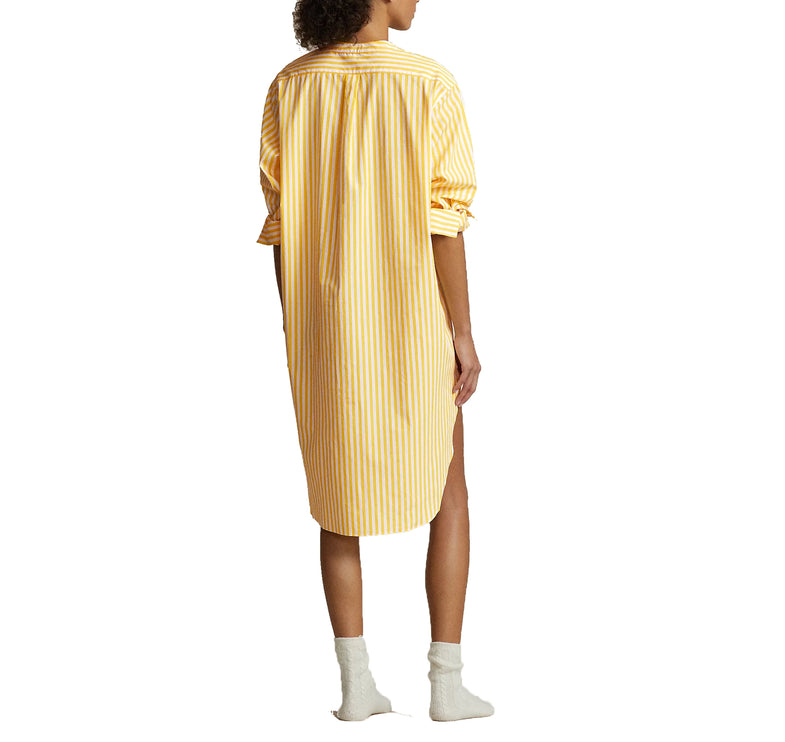 Polo Ralph Lauren Women's Striped Poplin Sleep Shirt Lemon Zest