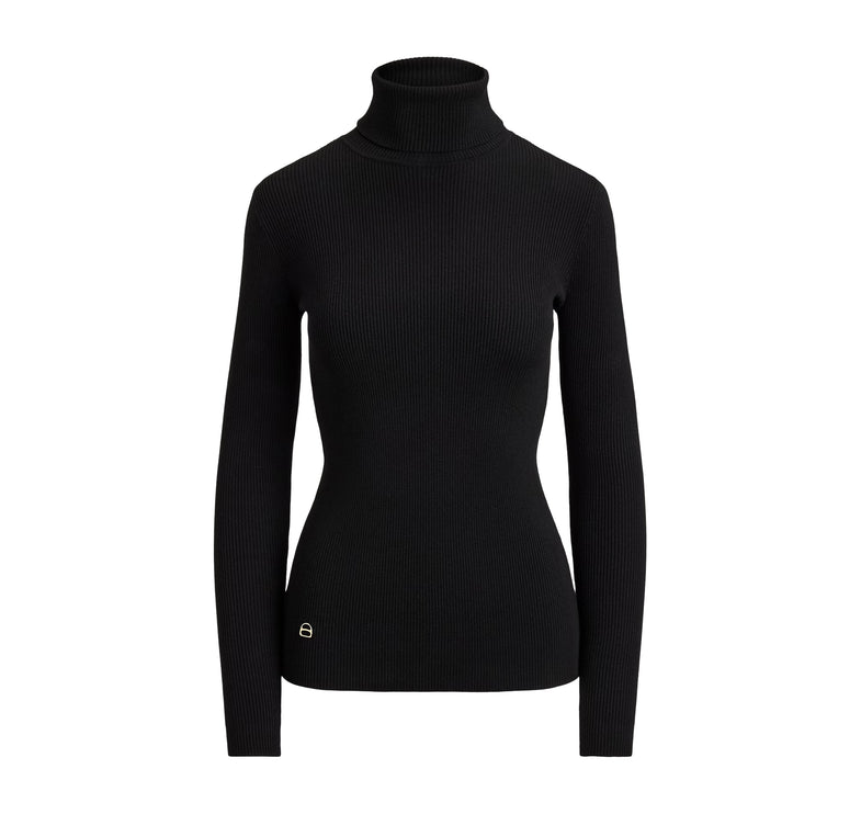 Polo Ralph Lauren Women's Cotton-Blend Ribbed Turtleneck Black