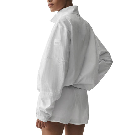 alo Women's Light Weight Takeaway Track Pullover White