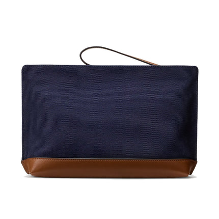 Polo Ralph Lauren Women's Dog-Embroidered Canvas Large Pouch Lauren Navy/Lauren Tan