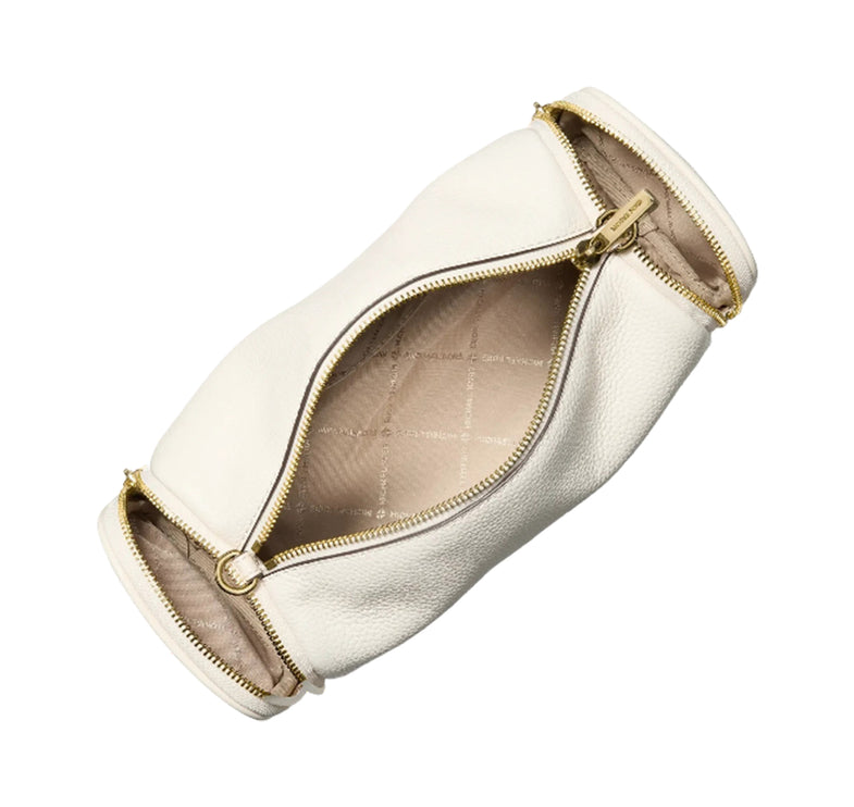 Michael Kors Women's Jet Set Travel Small Pebbled Leather Convertible Crossbody Bag Light Cream