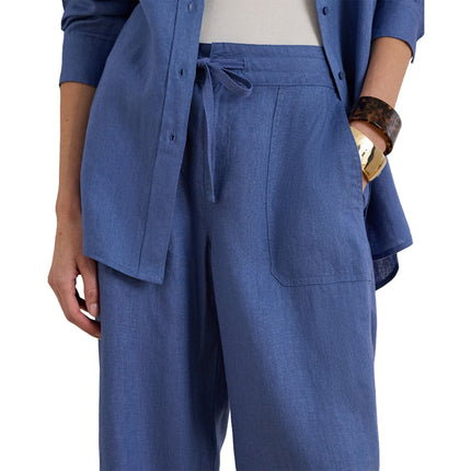 Polo Ralph Lauren Women's Linen Wide-Leg Pant Carson Blue