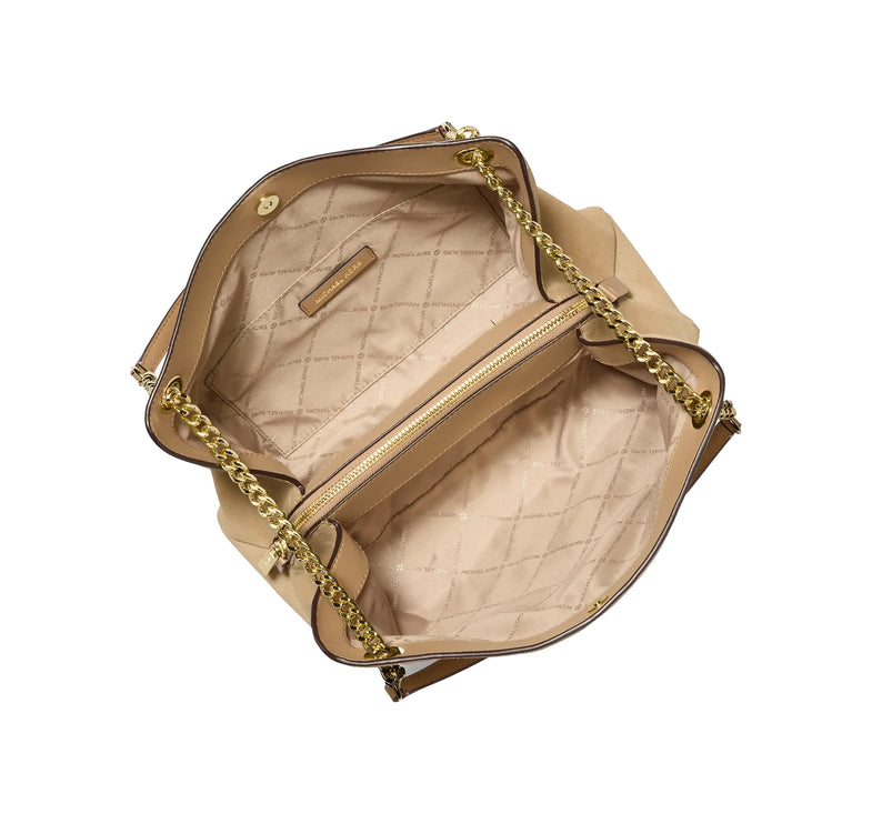 Michael Kors Women's Christina Medium Suede Messenger Bag Camel