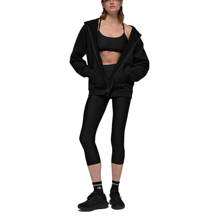 alo Women's Renown Heavy Weight Full Zip Hoodie Black