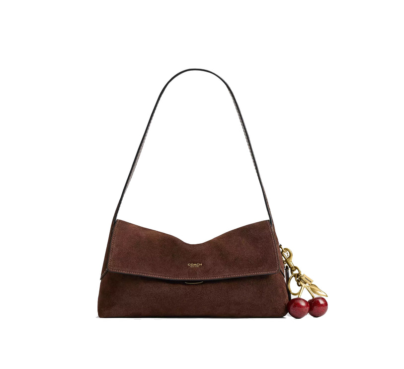 Coach Women's Chelsea Shoulder Bag 26 Suede/Brass/Dark Chocolate