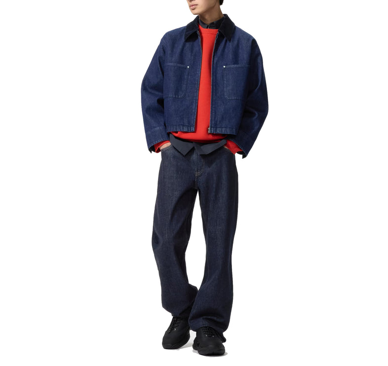 Uniqlo Unisex Zip Up Short Jacket | Denim 69 Navy