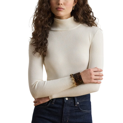 Polo Ralph Lauren Women's Cotton-Blend Ribbed Turtleneck Mascarpone Cream