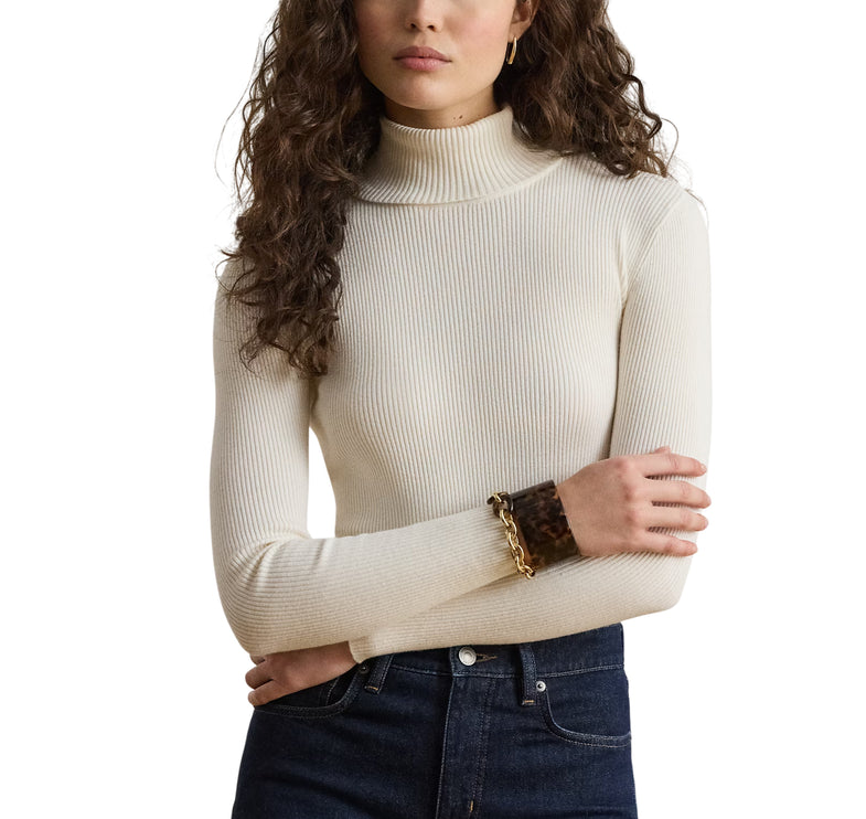 Polo Ralph Lauren Women's Cotton-Blend Ribbed Turtleneck Mascarpone Cream
